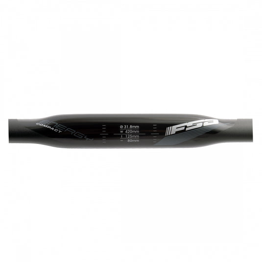 FSA Energy Compact SCR Handlebar 31.8 Clamp 42cm Drop 125mm Black Aluminum
