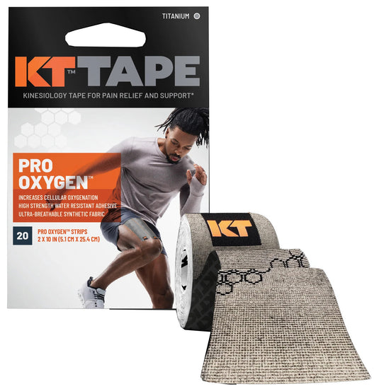 Kt Tape Pro Oxygen 10" Precut Titanium - Advanced Support for Active Lifestyles