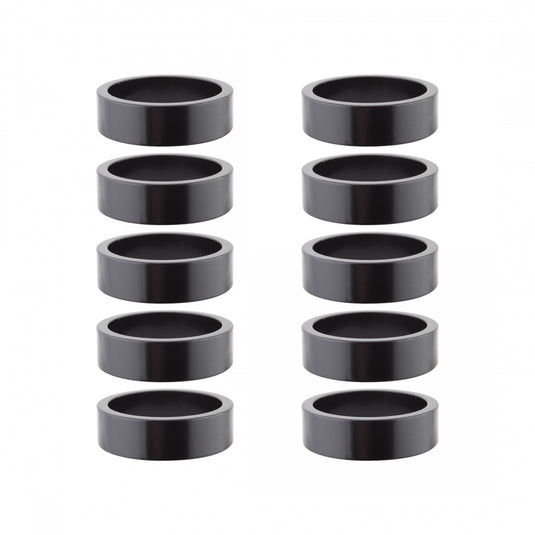 Pack of 2 Origin8 Alloy Headset Spacers 1-1/8` x 10mm Spacer Black