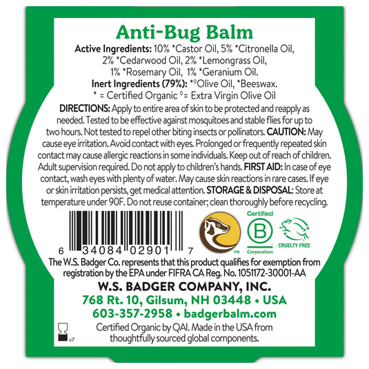 Badger Anti-Bug Balm 2oz Tin: Natural Insect Repellent for Outdoor Protection