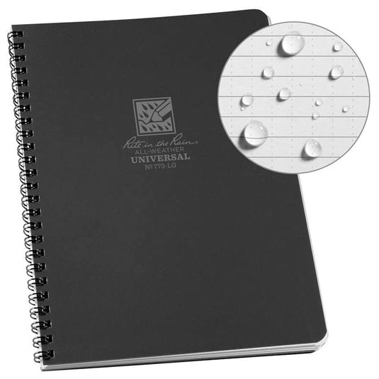 Rite in the Rain All-Weather Spiral Notebook - Black, 6 5/8 x 8 1/2