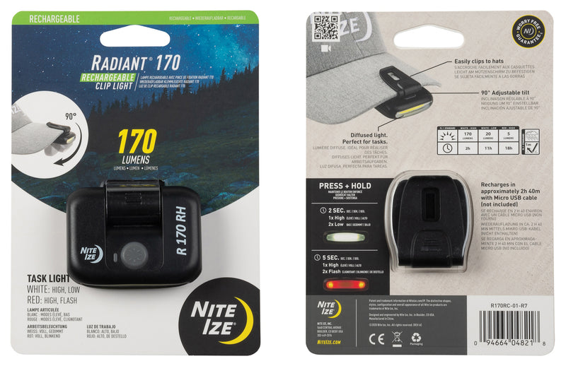 Load image into Gallery viewer, Nite Ize Radiant 170 Rc Clip Light-blk
