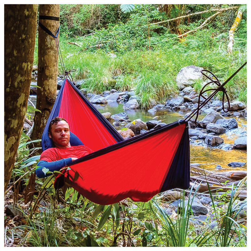 Load image into Gallery viewer, Relax in Style with Hammock Bliss Single Navy/Red Hammock
