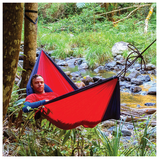 Relax in Style with Hammock Bliss Single Navy/Red Hammock