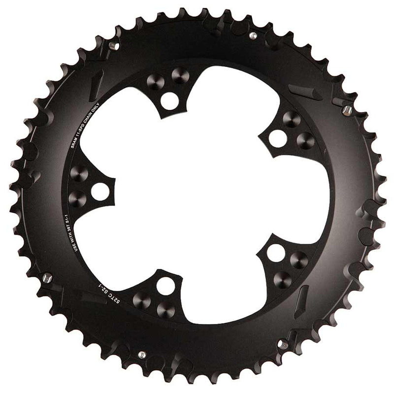 Load image into Gallery viewer, SRAM Chainring 52t 110 BCD 11-Speed Aluminum Blk w/ Silver Use with 36 or 38T
