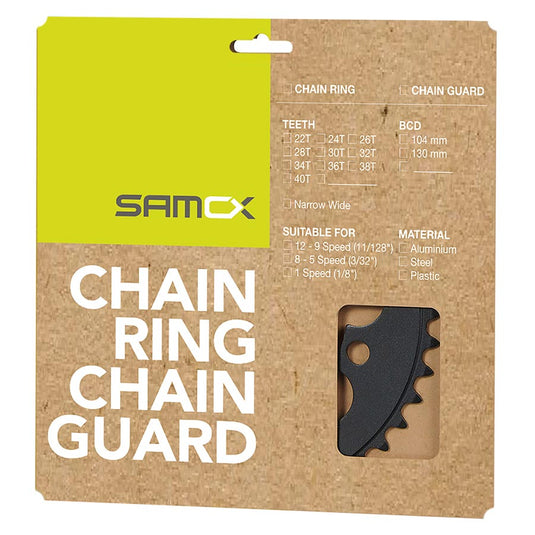 Samox PD-R4-S Chainring Teeth: 40, Speed: 1, BCD: 104, Bolts: 4, Steel, Black
