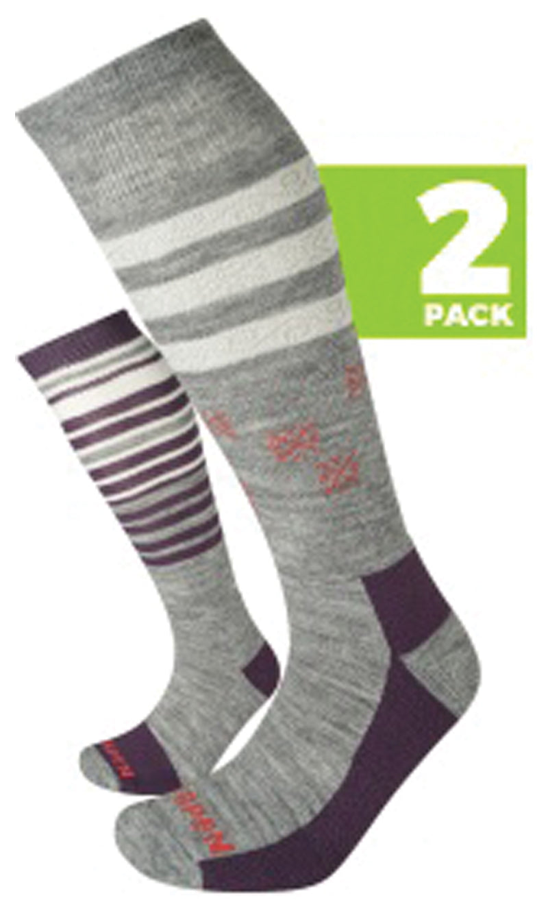 Load image into Gallery viewer, Lorpen T1 Ski Mid Eco Grey Women&#39;s Small 2-Pack: Stay Warm and Comfortable on the Slopes!
