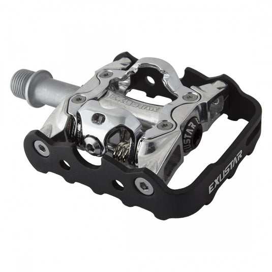 Exustar-PM86-MTB-Pedals-Clipless-Pedals-with-Cleats-Aluminum-Chromoly-Steel-PEDL0673-Bicycle-Pedals