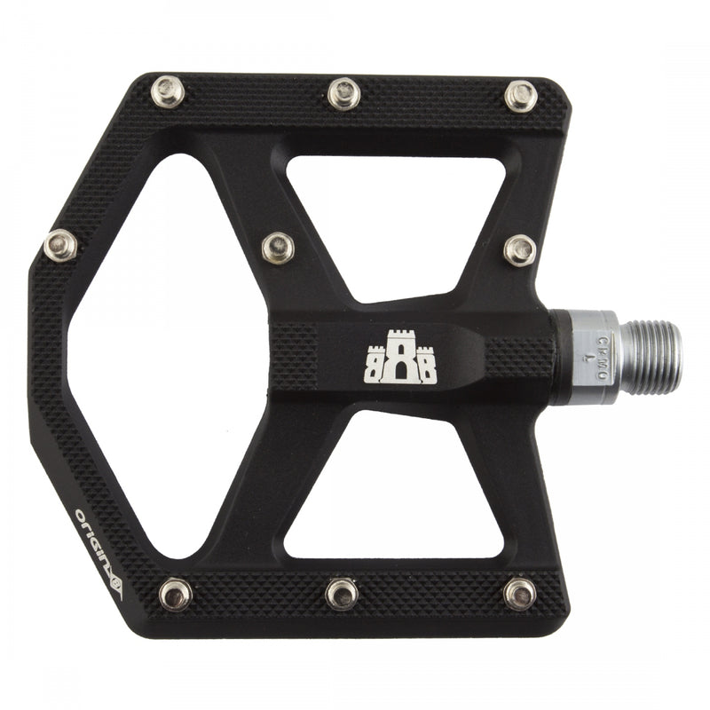 Load image into Gallery viewer, Origin8 Citadel Platform Pedals 9/16&quot; Chromoly Alloy Body Removable Pins Black
