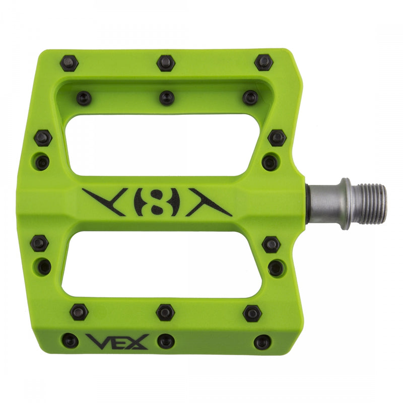 Load image into Gallery viewer, Origin8 Vex Platform Pedals 9/16&quot; Concave Composite Body Replaceable Pins Green
