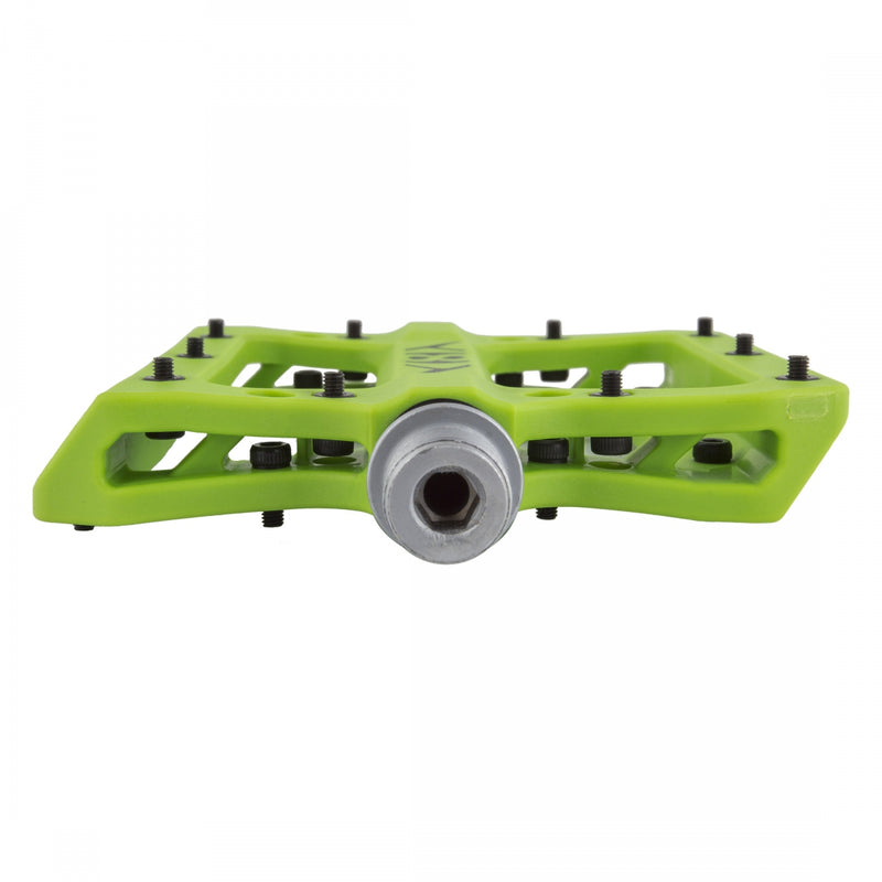 Load image into Gallery viewer, Origin8 Vex Platform Pedals 9/16&quot; Concave Composite Body Replaceable Pins Green
