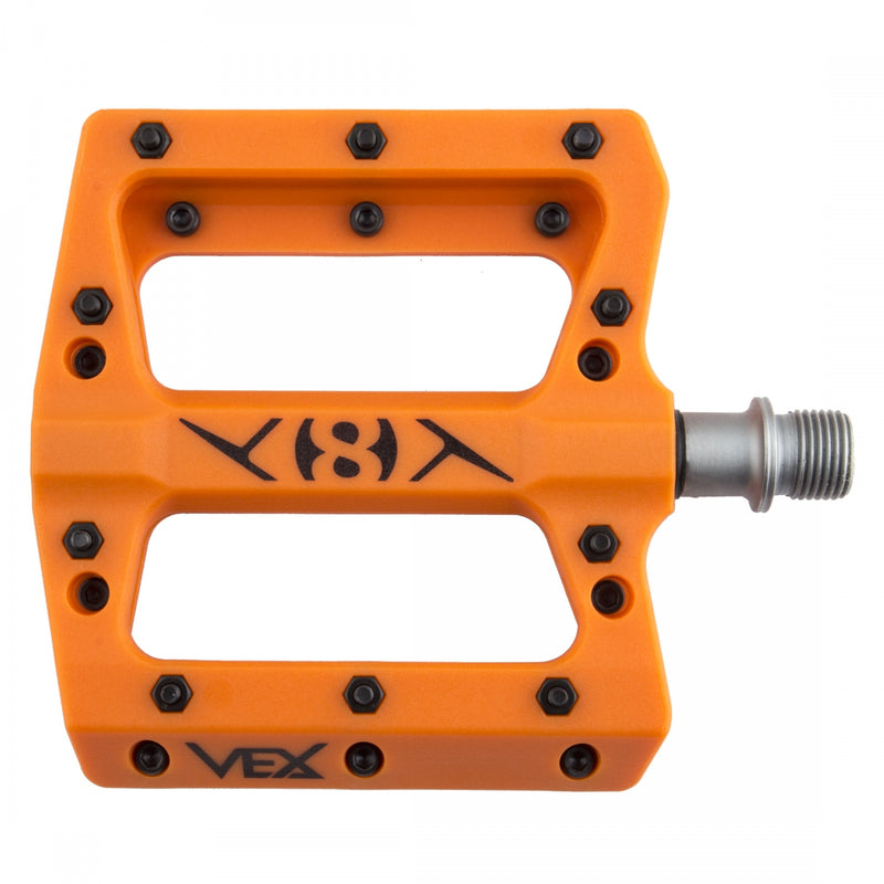 Load image into Gallery viewer, Origin8 Vex Platform Pedals 9/16&quot; Concave Composite Body Replaceable Pins Orange
