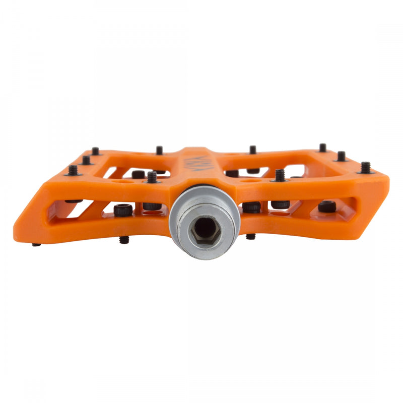 Load image into Gallery viewer, Origin8 Vex Platform Pedals 9/16&quot; Concave Composite Body Replaceable Pins Orange
