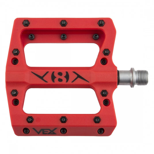 Origin8 Vex Platform Pedals 9/16" Concave Composite Body Replaceable Pins Red