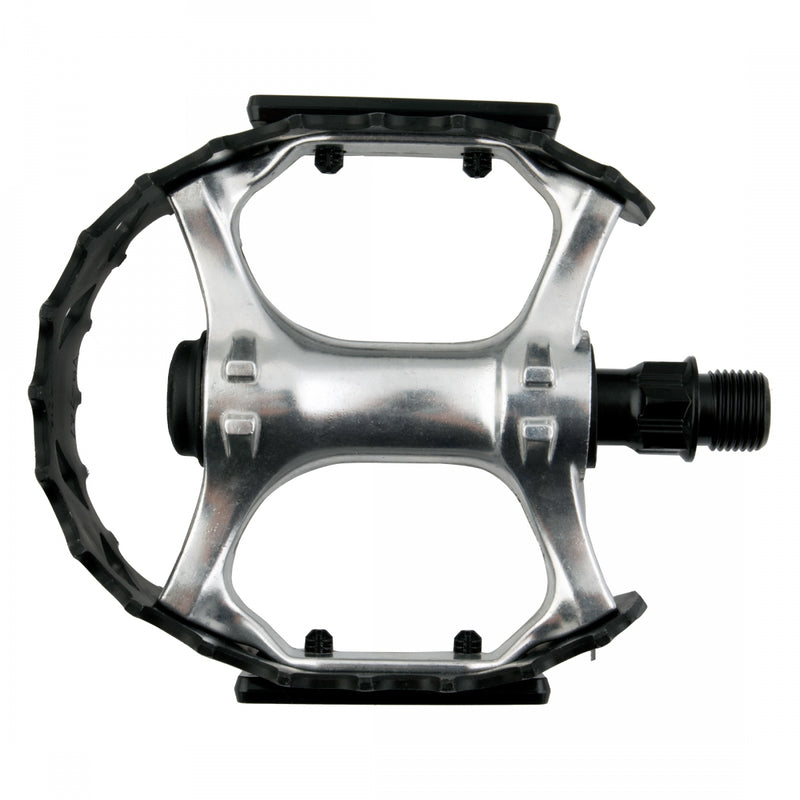 Load image into Gallery viewer, SE Bikes Bear Trap Alloy Pedals 9/16&quot; Boron Steel Axle W/ Reflector Silver/Black
