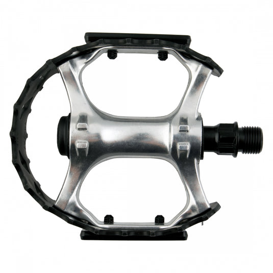 SE Bikes Bear Trap Alloy Pedals 9/16" Boron Steel Axle W/ Reflector Silver/Black