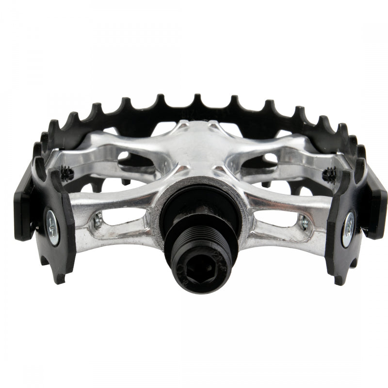 Load image into Gallery viewer, SE Bikes Bear Trap Alloy Pedals 9/16&quot; Boron Steel Axle W/ Reflector Silver/Black

