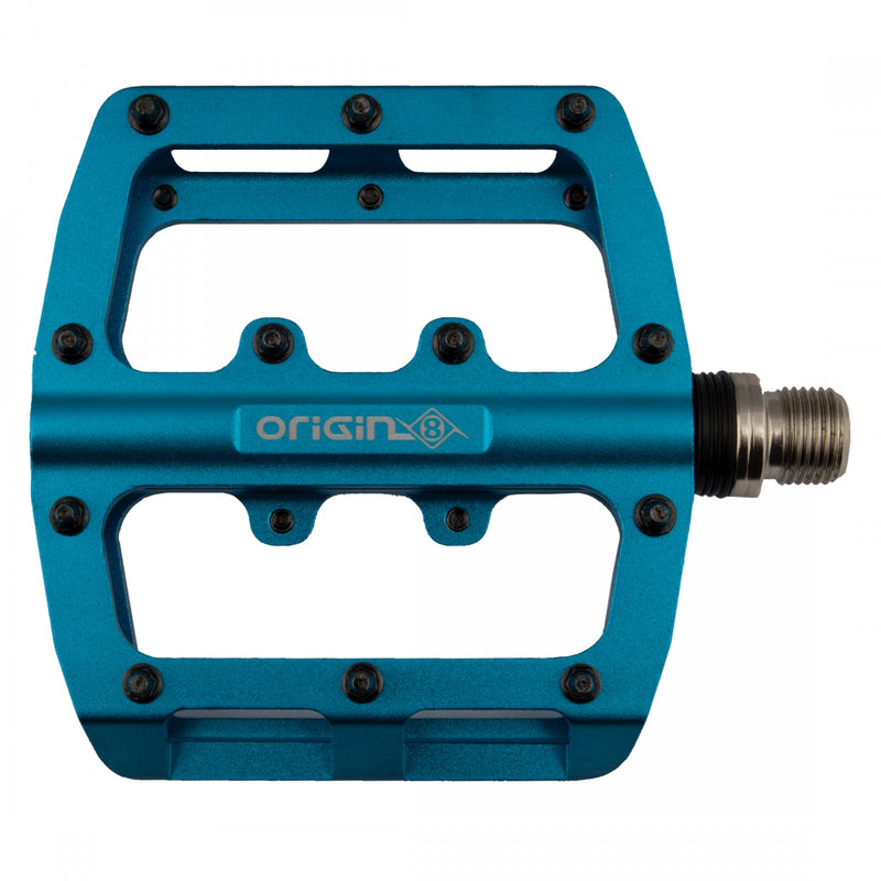 Load image into Gallery viewer, Origin8 Rascal Platform Pedals 9/16&quot; Concave Aluminum Body Removable Pins Blue
