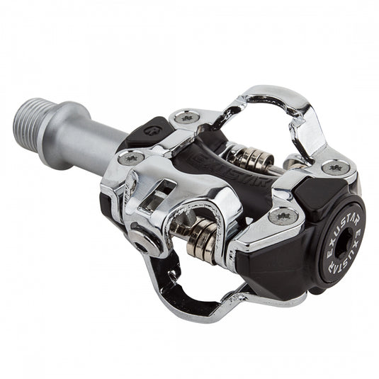 lightweight spd pedals Exustar PM211 Dual-Sided SPD MTB Pedals, Chromoly Axle, Aluminum Body, Fully Adjustable Tension, Lightweight 176g, Compatible with Shimano SPD Cycling