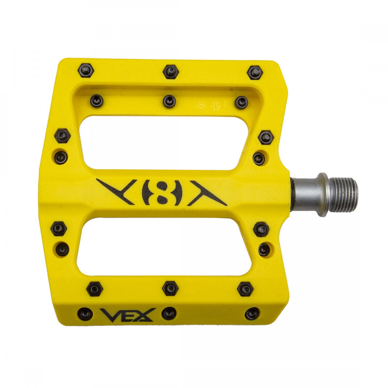 Load image into Gallery viewer, Origin8 Vex Platform Pedals 9/16" Concave Composite Body Replaceable Pins Yellow

