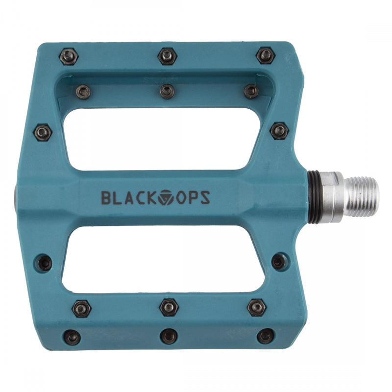 Load image into Gallery viewer, Black Ops Nylo-Pro II Pedals 9/16&quot; Chromoly Axle Nylon Body Removable Pins Blue
