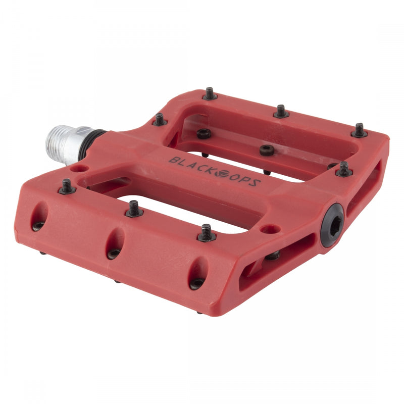 Load image into Gallery viewer, Black Ops Nylo-Pro II Pedals 9/16" Chromoly Axle Nylon Body Removable Pins Red
