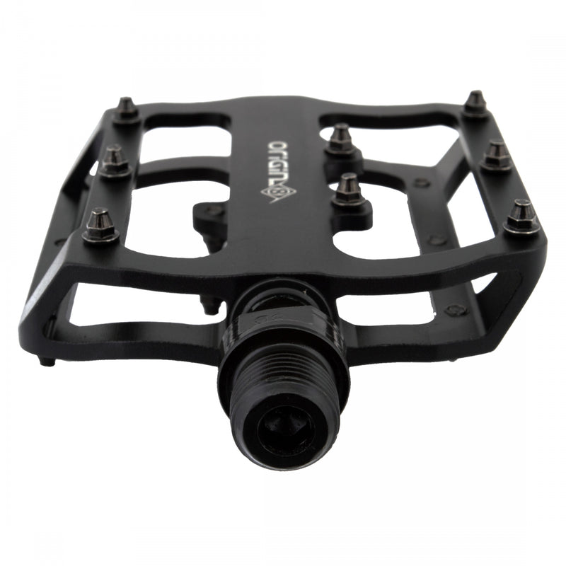 Load image into Gallery viewer, Origin8 Rascal XS Platform Pedals 9/16&quot; Concave Alloy Body Removable Pins Black
