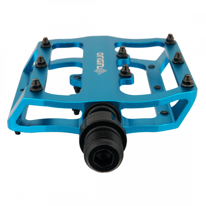 Load image into Gallery viewer, Origin8 Rascal XS Platform Pedals 9/16&quot; Concave Alloy Body Removable Pins Blue
