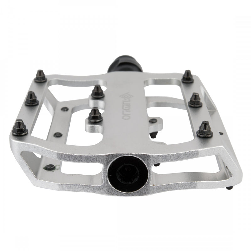 Load image into Gallery viewer, Origin8 Rascal XS Platform Pedals 9/16&quot; Concave Alloy Body Removable Pins Silver
