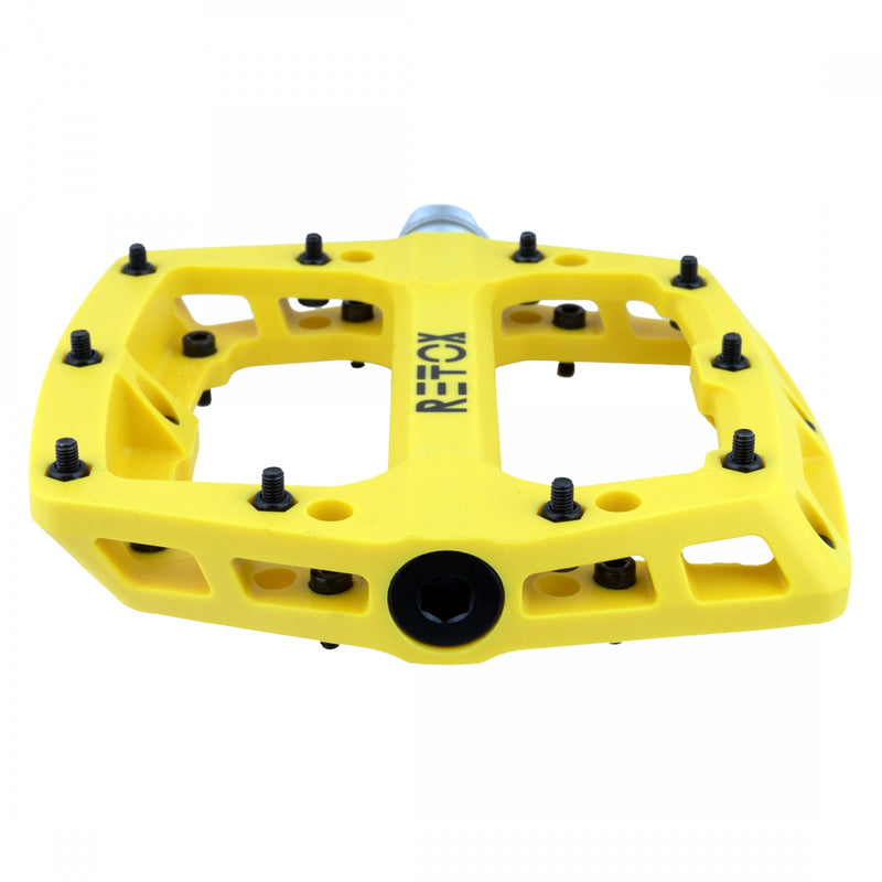 Load image into Gallery viewer, Origin8 Retox Platform Pedals 9/16&quot; Concave Composite Body Removable Pins Yellow
