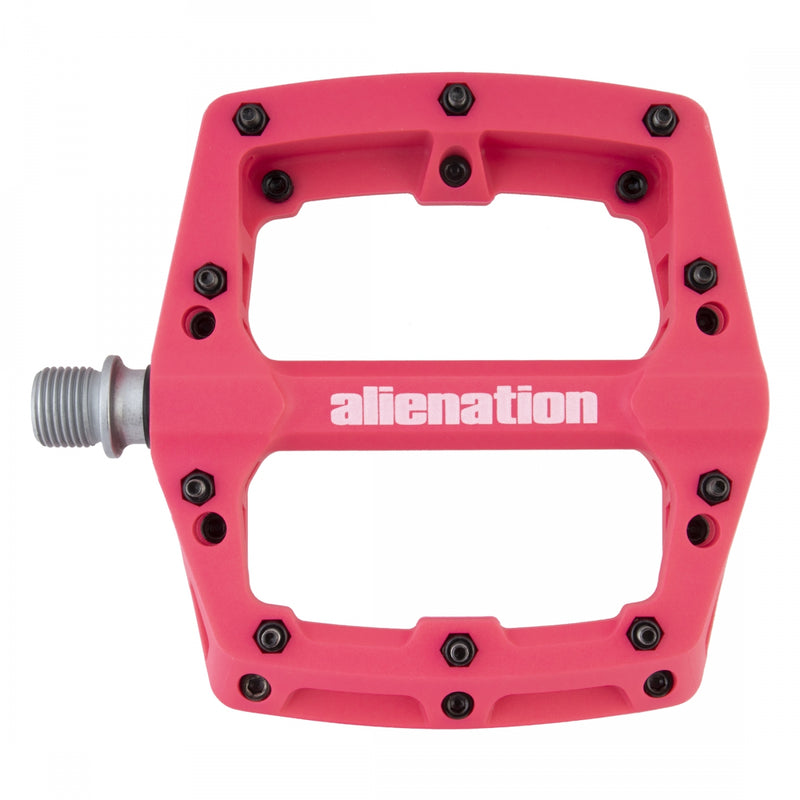 Load image into Gallery viewer, Alienation Foothold Pedal 9/16&quot; Concave Composite Platform Removable Pins Pink
