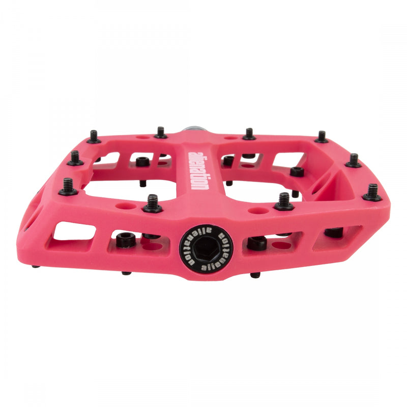 Load image into Gallery viewer, Alienation Foothold Pedal 9/16&quot; Concave Composite Platform Removable Pins Pink
