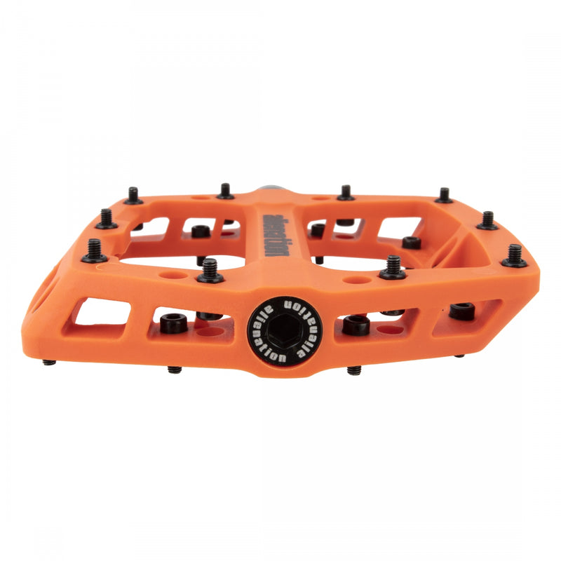 Load image into Gallery viewer, Alienation Foothold Pedal 9/16&quot; Concave Composite Platform Removable Pins Orange
