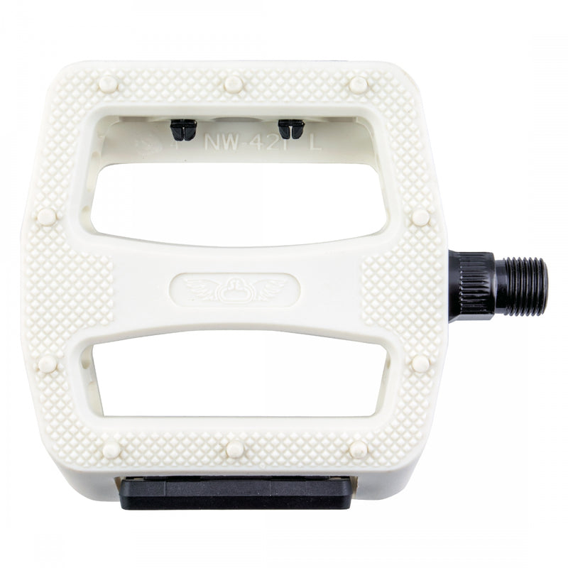 Load image into Gallery viewer, SE Bikes 12 O-Clock Platform Pedals 9/16&quot; Chomoly Axle Nylon Molded Pins White

