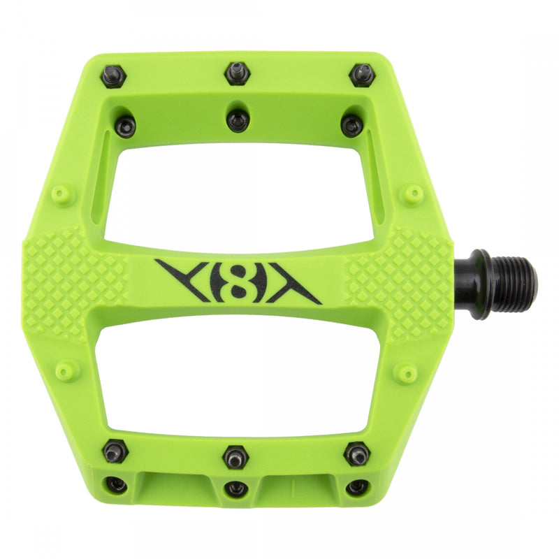 Load image into Gallery viewer, Origin8 Strapd Platform Pedal 9/16&quot; Chromoly Axle Concave Composite Body Green
