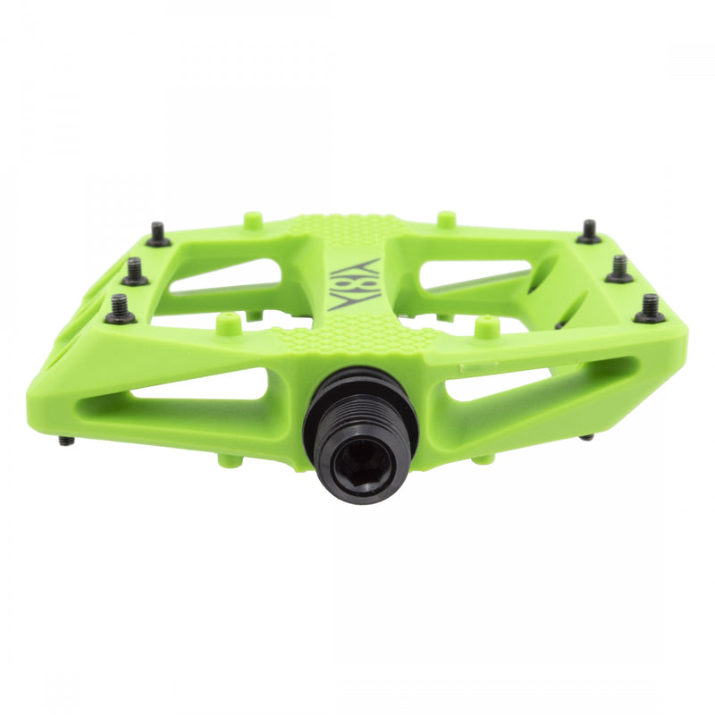 Load image into Gallery viewer, Origin8 Strapd Platform Pedal 9/16&quot; Chromoly Axle Concave Composite Body Green
