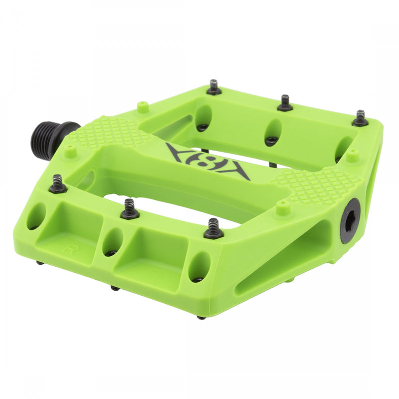 Load image into Gallery viewer, Origin8 Strapd Platform Pedal 9/16" Chromoly Axle Concave Composite Body Green
