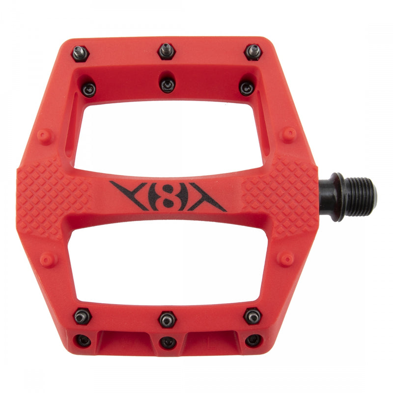 Load image into Gallery viewer, Origin8 Strapd Platform Pedal 9/16&quot; Chromoly Spindle Concave Composite Body Red

