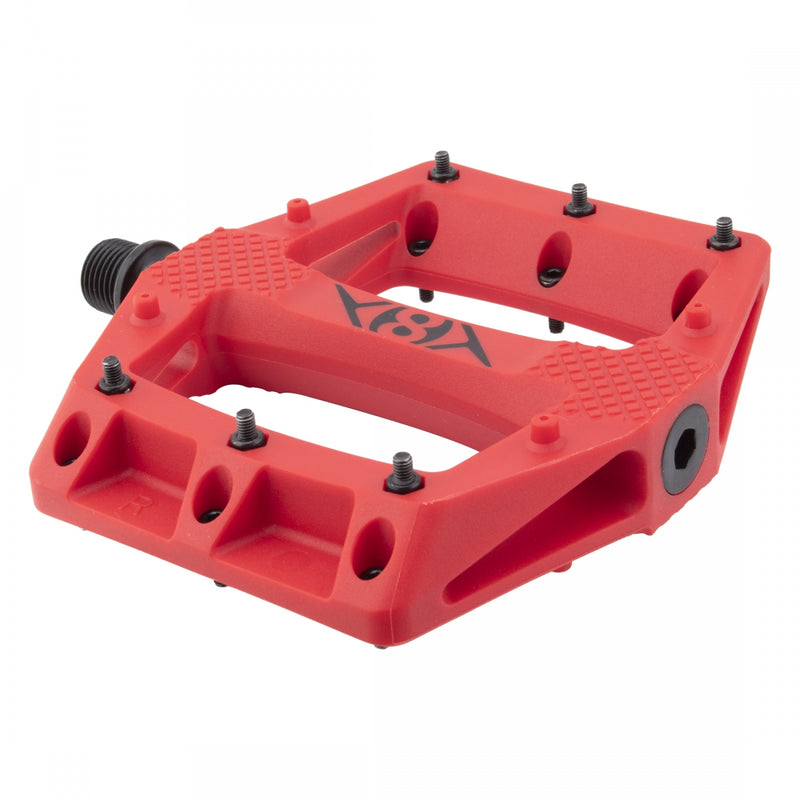 Load image into Gallery viewer, Origin8 Strapd Platform Pedal 9/16&quot; Chromoly Spindle Concave Composite Body Red
