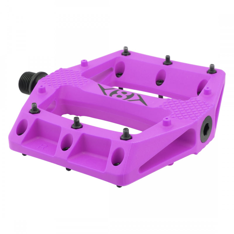 Load image into Gallery viewer, Origin8 Strapd Platform Pedal 9/16&quot; Chromoly Axle Concave Composite Body Purple
