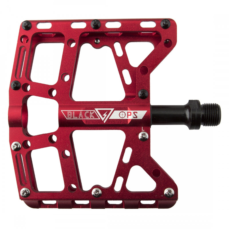 Load image into Gallery viewer, Black Ops TorqLite UL Platform Pedals 9/16&quot; Aluminum Body Replaceable Pins Red
