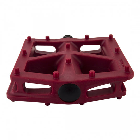 Black Ops T-Bar Pedals 9/16" Chromoly Spindle Nylon Fiber Body Molded Pins Red