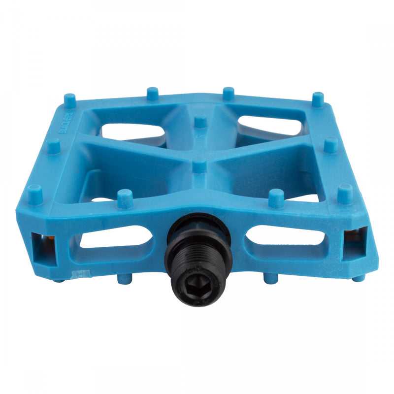 Load image into Gallery viewer, Black Ops T-Bar Pedals 9/16&quot; Chromoly Spindle Nylon Fiber Body Molded Pins Blue
