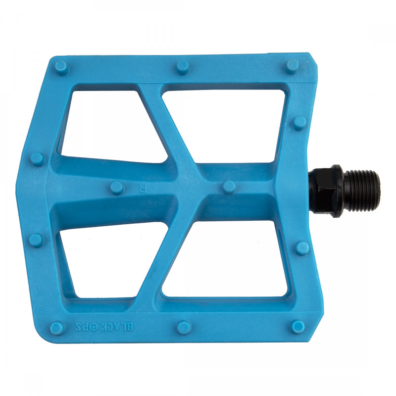 Load image into Gallery viewer, Black Ops T-Bar Pedals 9/16&quot; Chromoly Spindle Nylon Fiber Body Molded Pins Blue
