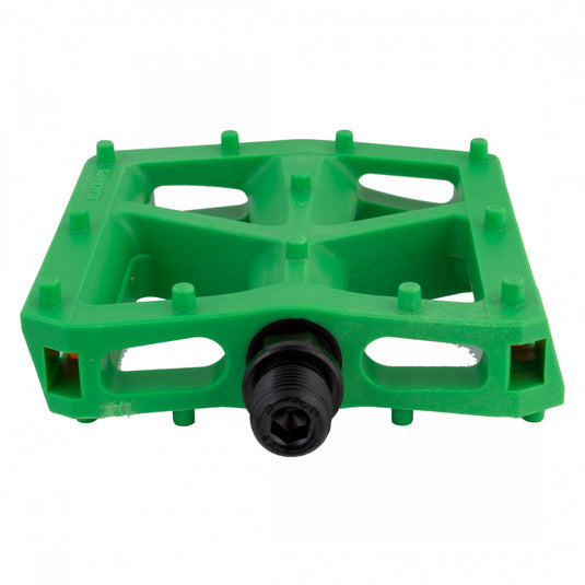 Black Ops T-Bar Pedals 9/16" Chromoly Axle Nylon Fiber Body Molded Pins Green