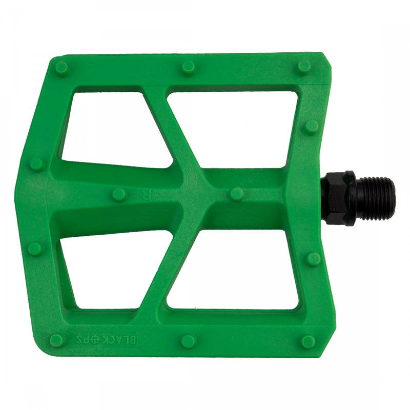 Load image into Gallery viewer, Black Ops T-Bar Pedals 9/16&quot; Chromoly Axle Nylon Fiber Body Molded Pins Green
