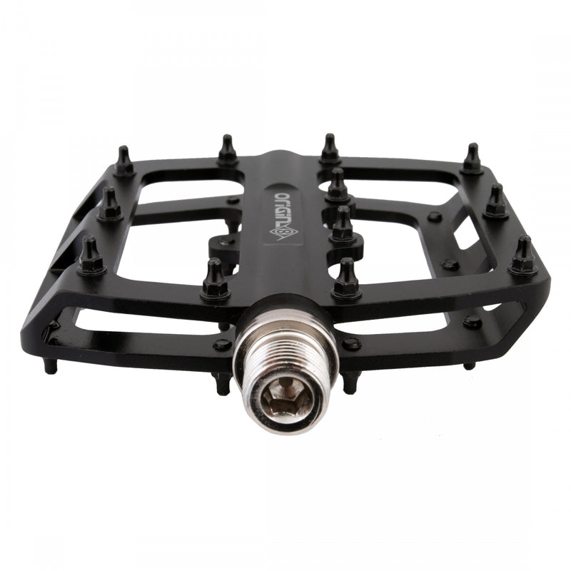 Load image into Gallery viewer, Origin8 Rascal Platform Pedals 9/16&quot; Concave Aluminum Body Removable Pins Black
