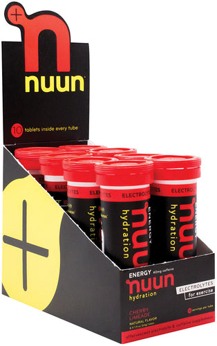 Nuun Sport+caf Cherry/Lime Energy Tabs - Pack of 10 for Active Hydration