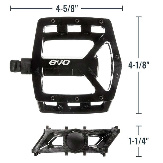 EVO Freefall DX Platform pedals, Removable pins, Black