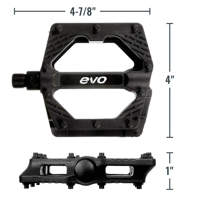 Load image into Gallery viewer, EVO Freefall Sport Platform Pedals, Body: Nylon, Spindle: Cr-Mo, 9/16&#39;&#39;, Black, Pair
